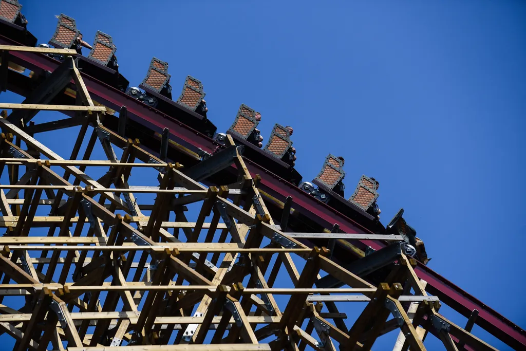 világ legmagasabb fa hullámvasút Lengyelország Zadra, the world's tallest wooden roller coaster in Poland Poland August 2019 Zator Zadra world's tallest wooden roller coaster Horizontal 