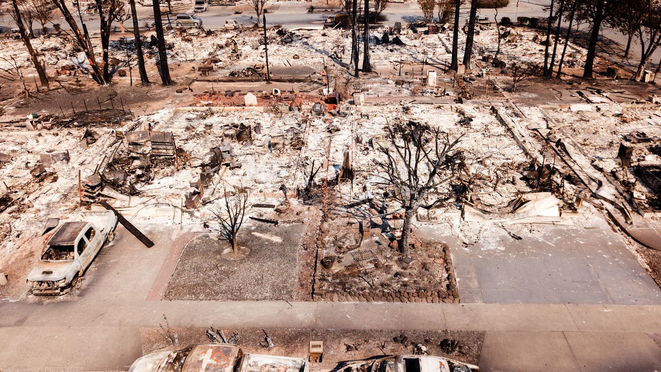 fire Horizontal Fire damage is seen from the air in the Coffey Park neighborhood October 11, 2017, in Santa Rosa, California.
More than 200 fire engines and firefighting crews from around the country were being rushed to California on Wednesday to help ba