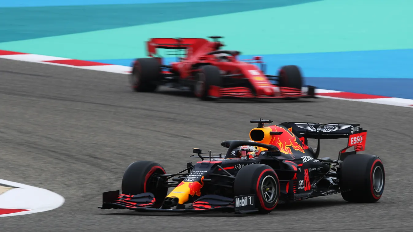 Forma-1, Bahreini Nagydíj, Max Verstappen, Red Bull Racing, Ferrari 