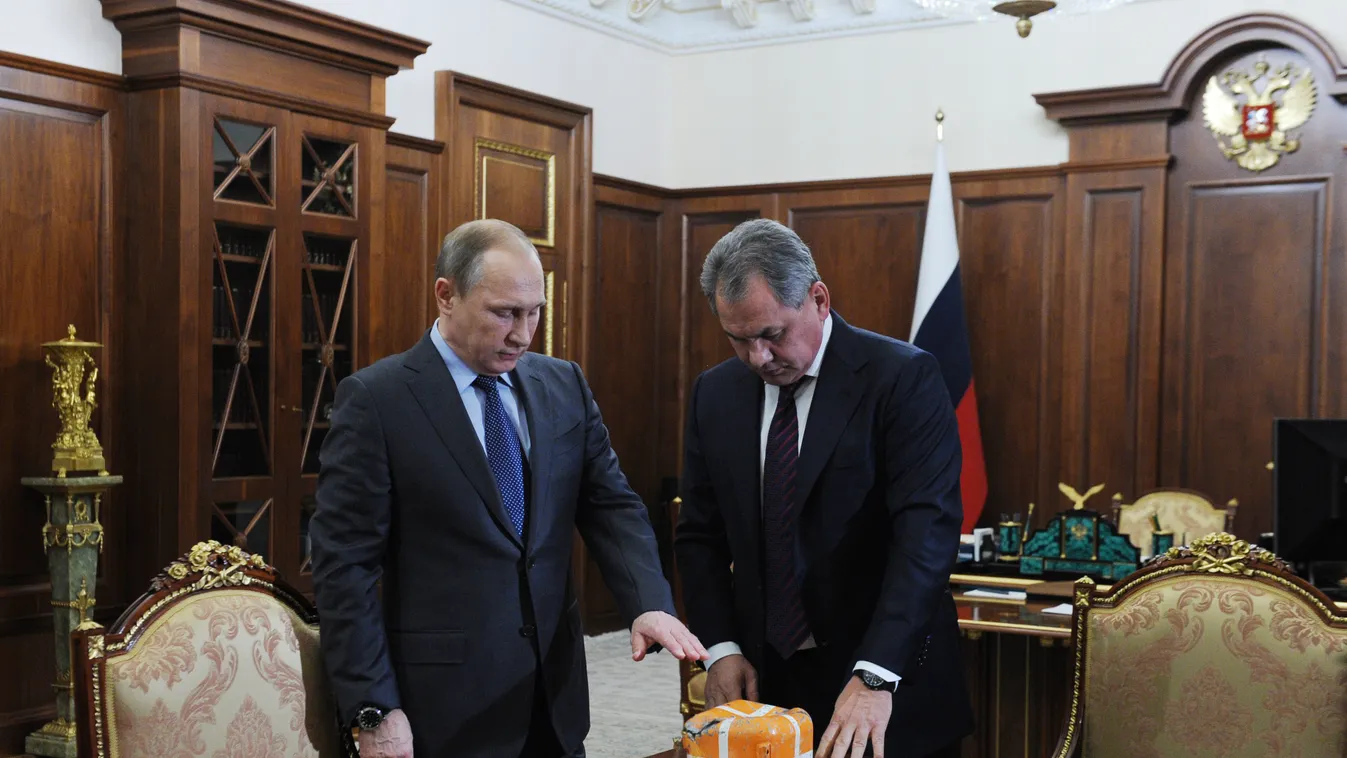 President Vladimir Putin meets with Defense Minister Sergei Shoigu HORIZONTAL SQUARE FORMAT 