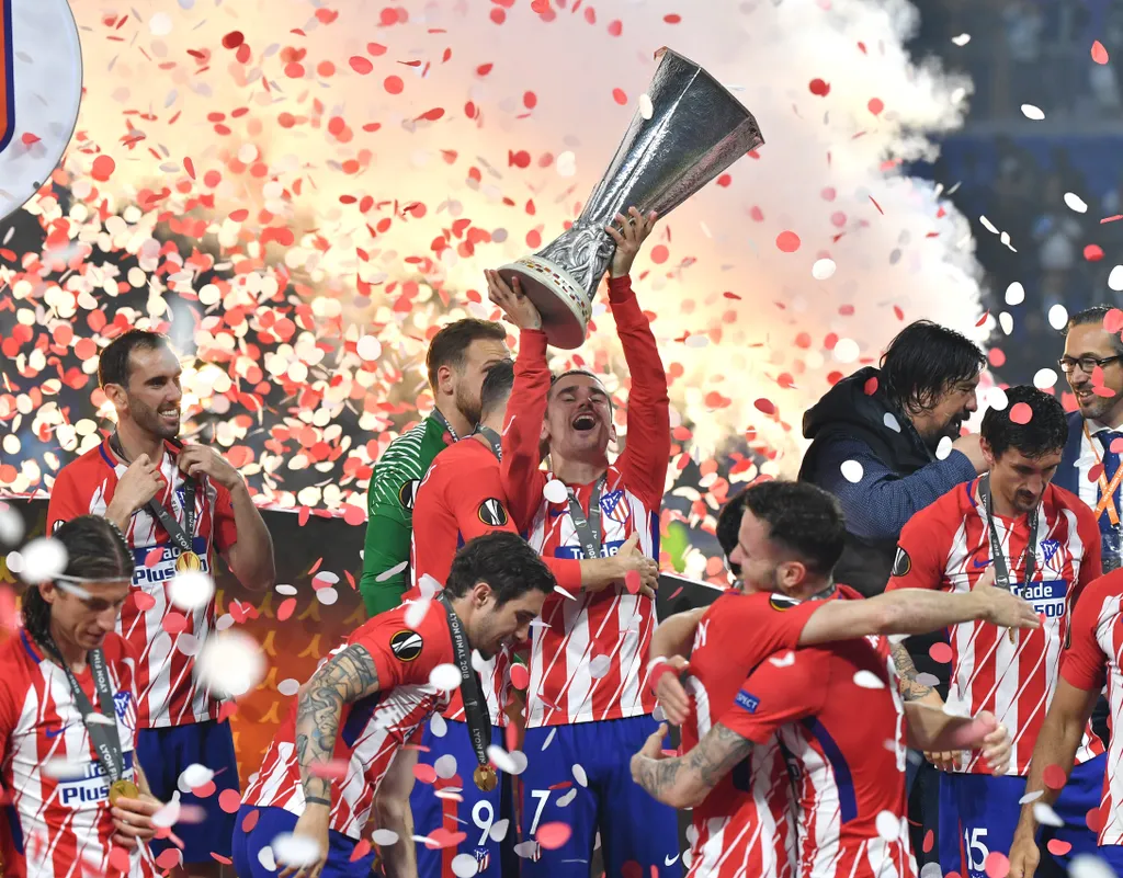 UEFA Europa League final: Marseille - Atletico Madrid France UEFA Europa League Atletico Madrid COMMEMORATION TROPHY Lyon Olympique Marseille Stade de Lyon 