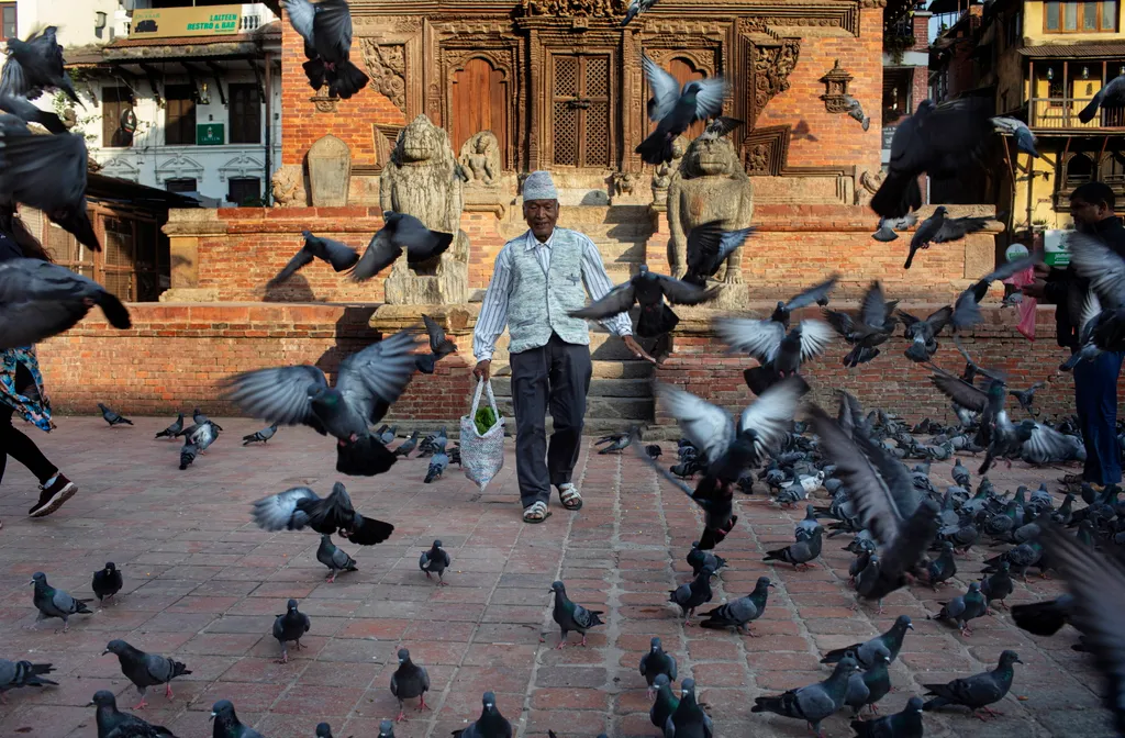 82 éves nepáli férfi műanyag csomagolóanyag újra feldolgozás, 