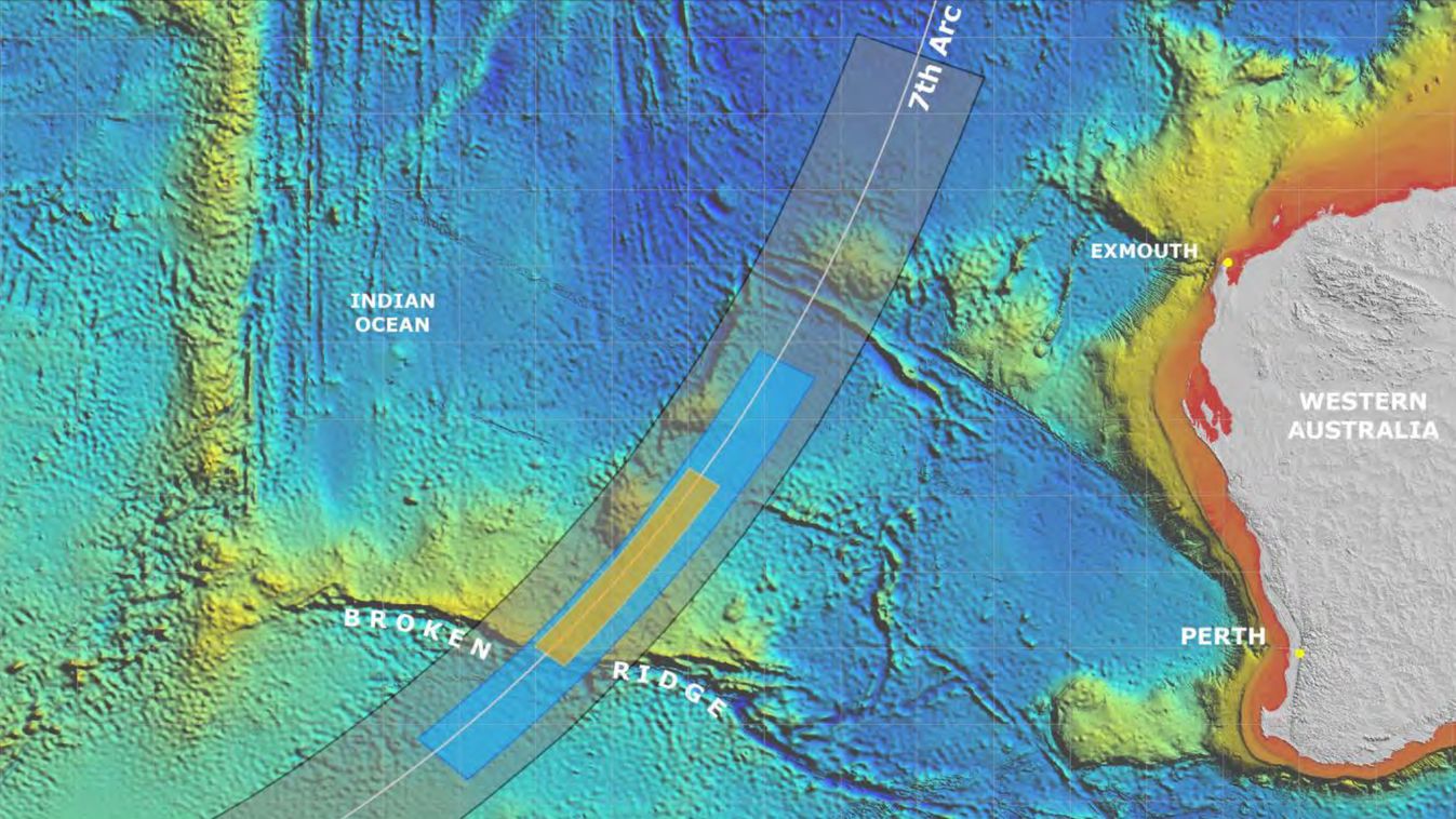 maláj gép keresési területe, MH370 