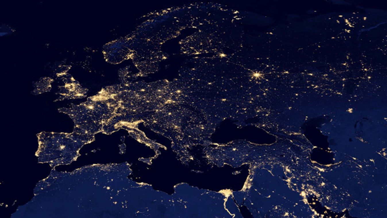 Éjszakai fények, Európa, városi hulladékhő, energiafogyasztás