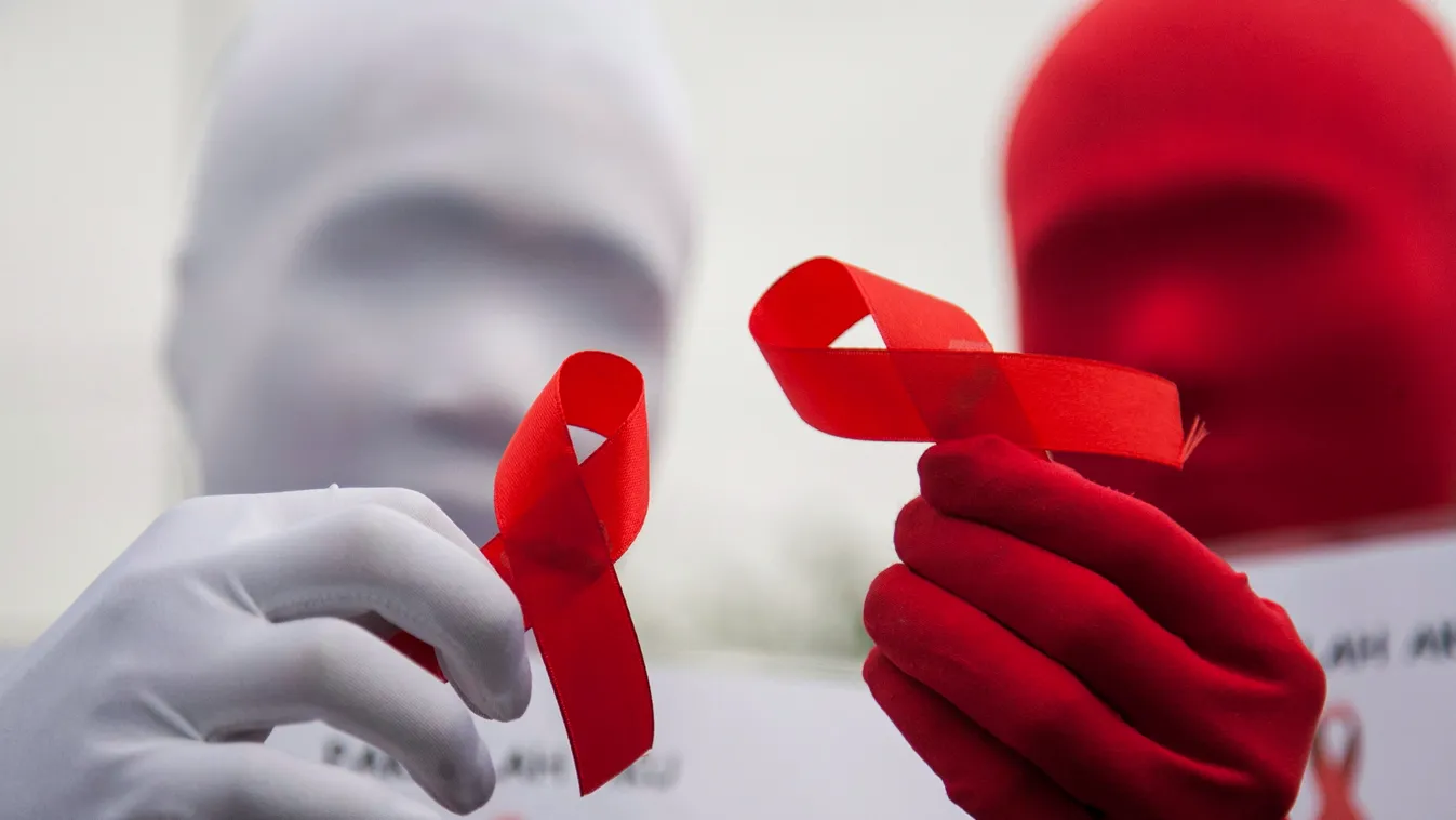 AIDS HIV vér fertőzés betegség   aktivista maszk ÖLTÖZÉK KIEGÉSZÍTŐ piros szalag 