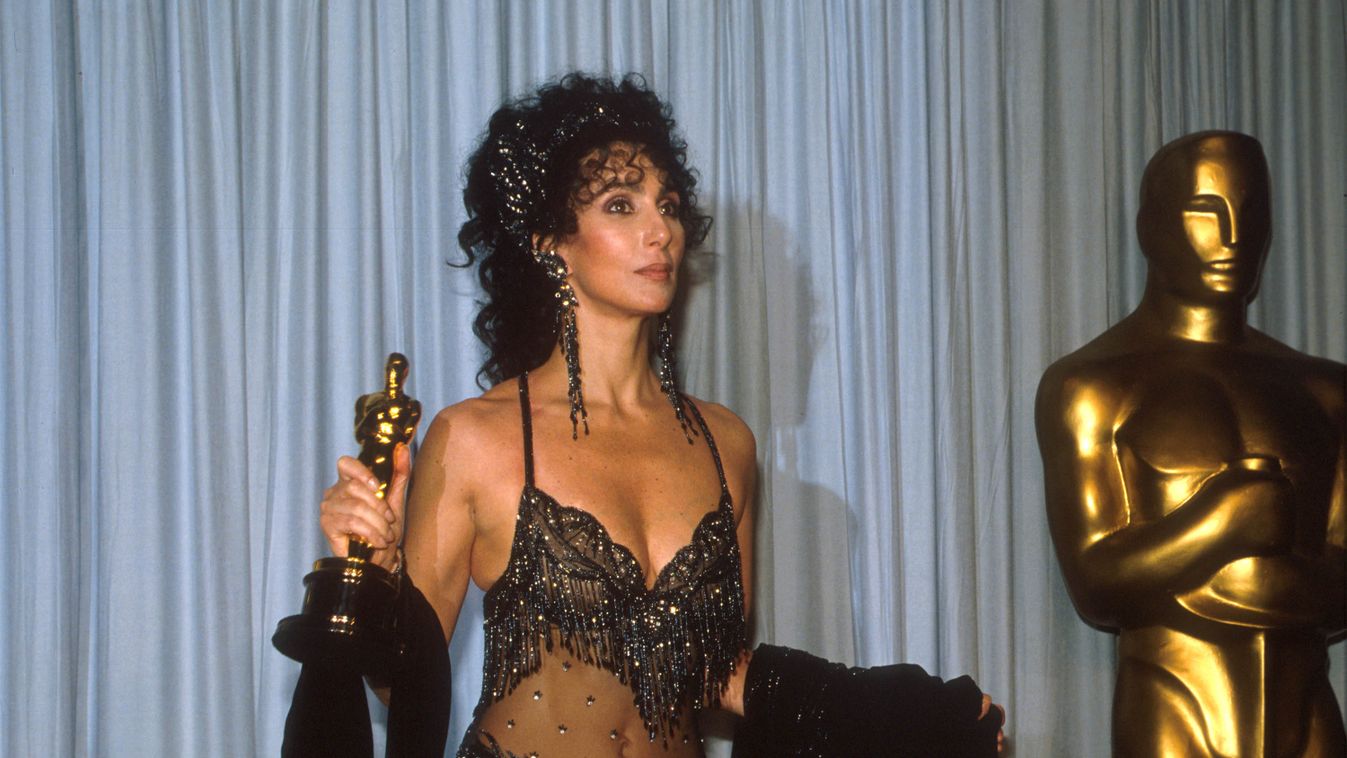 Cher 1988 oscar The 60th Annual Academy Awards Actress Cher Los Angeles Moonstruck Oscar best gold statue half length 1988 Academy Awards 