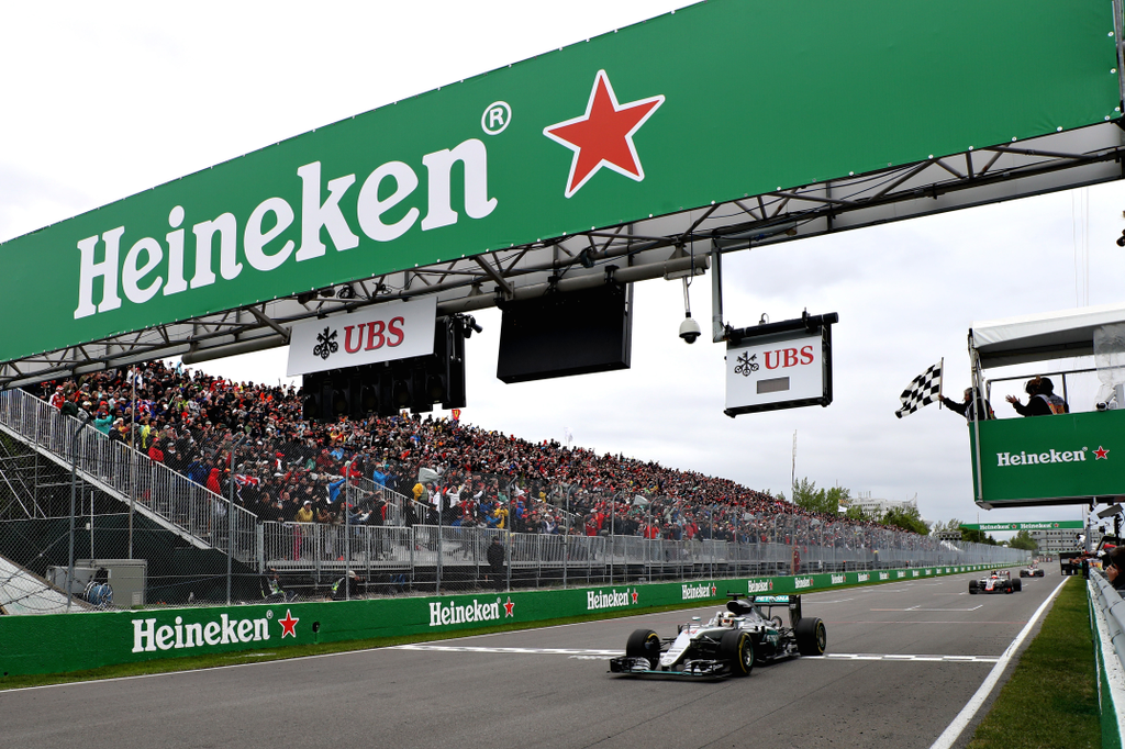 Forma-1, Lewis Hamilton, Mercedes AMG Petronas, Kanadai Nagydíj, kockás zászló, Heineken 