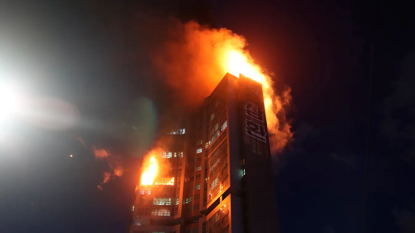 Ulszan, Dél-Korea, tűz, 33 emeletes épület 