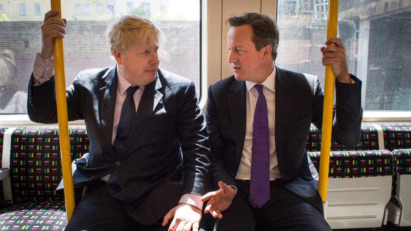 URBAN TRANSPORT SEATED The Mayor of London Boris Johnson (L) and British Prime Minister David Cameron metro 