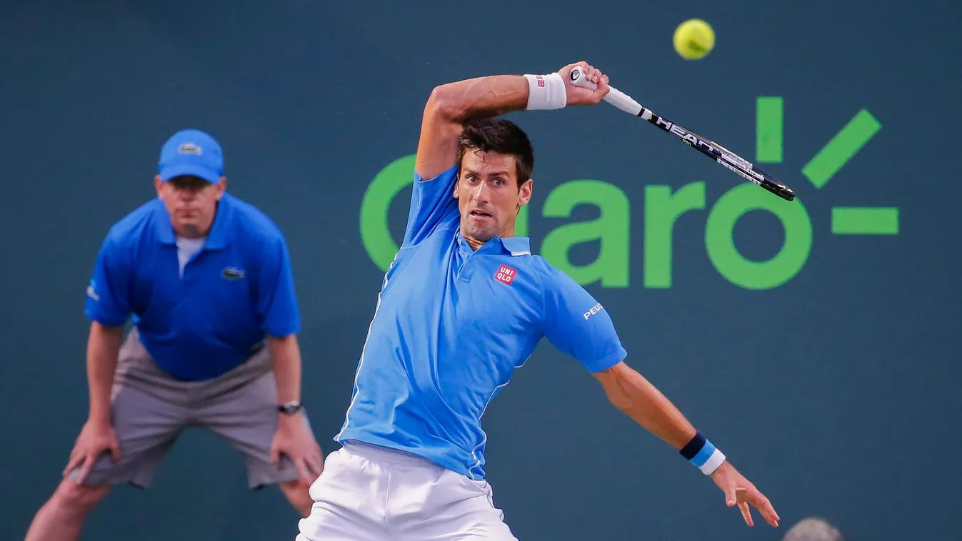 DJOKOVIC, Novak Miami, 2015. április 3.
A címvédő szerb Novak Djokovic a spanyol David Ferrer ellen játszik a miami tenisztorna férfi versenyének negyeddöntőjében Miamiban 2015. április 2-án. Djokovic 7:5, 7:5 arányban győzött. (MTI/EPA/Erik S. Lesser) 