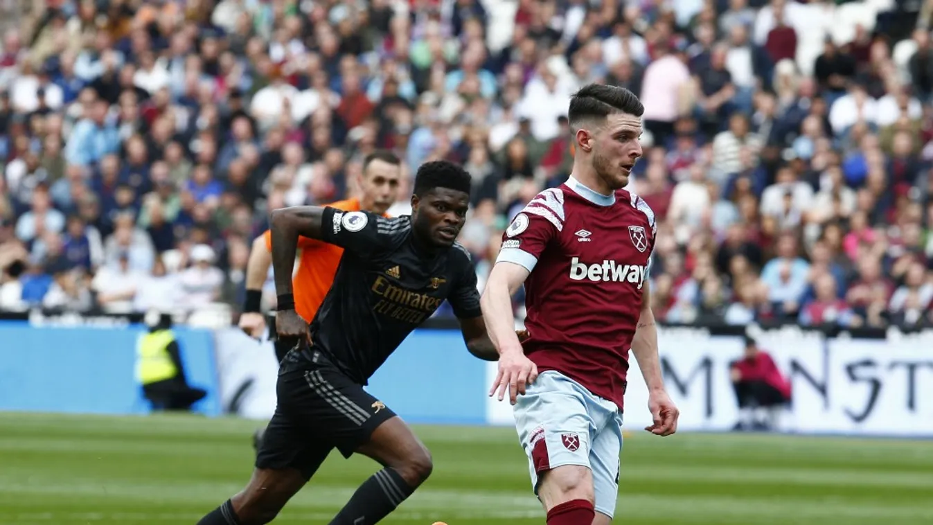 West Ham United v Arsenal FC - Premier League West Ham United v Arsenal FC NurPhoto soccer Premier League West Ham United Declan Rice English Premier League Soccer Match London Stadium London 16 April 2023 person athletic game football player outdoor ball