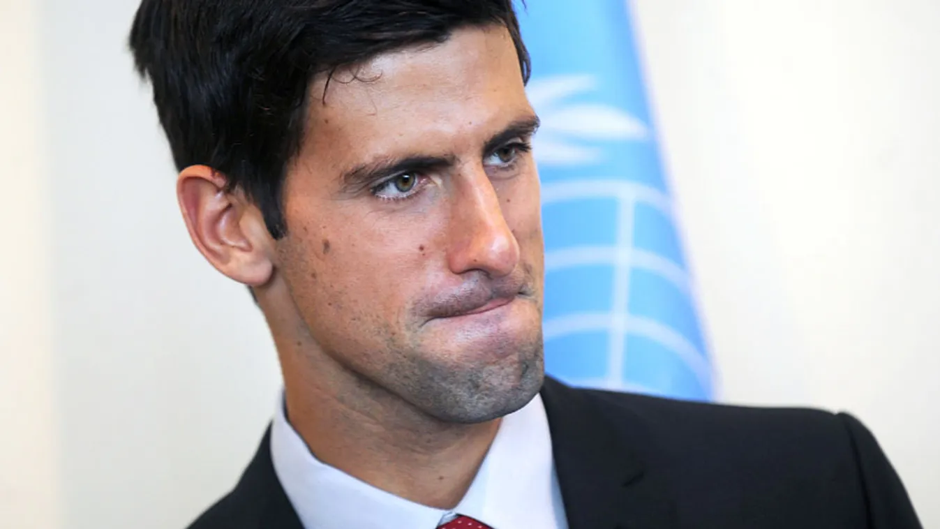 Novak Djokovic tiltakozik a szíriai bombázások ellen, Sport for Peace jótákonysági esemény az ENSZ new york-i irodájában 2013.08.28-án