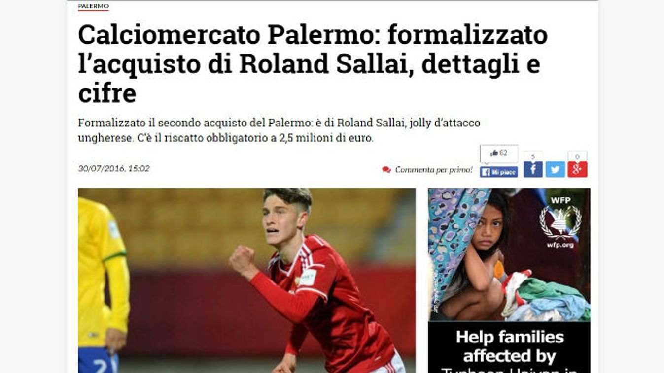 Sallai Roland, foci, Palermo 