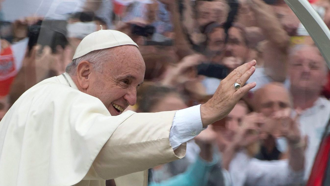 FERENC pápa egyházi vezető FOTÓ FOTÓTÉMA integet Közéleti személyiség foglalkozása pápa profilból SZEMÉLY 