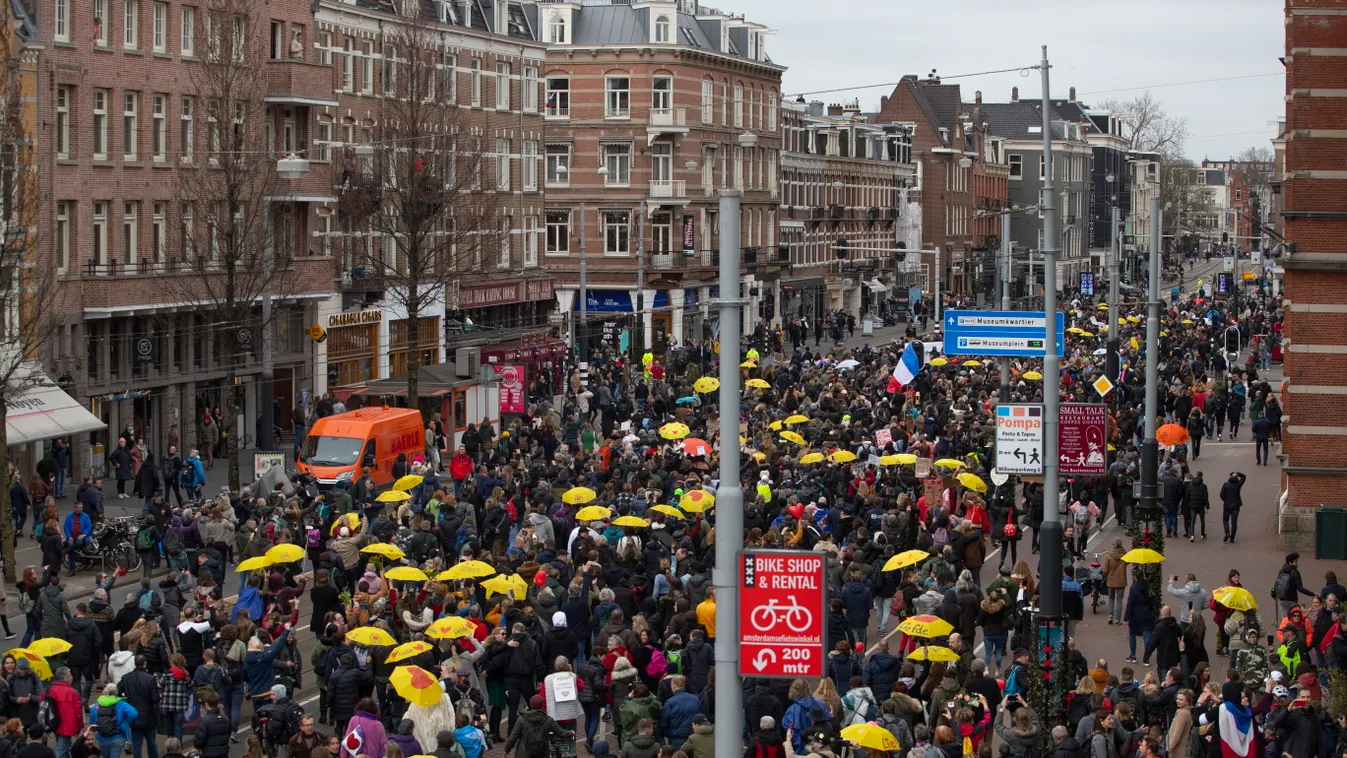 Hollandia, tüntetés, koronavírus, Amszterdam 