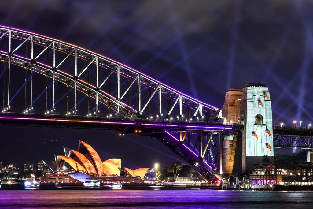 Ausztrália, Sydney, Sydney operaház, fényinstallációk, Vivid Light, művészeti, napok, 2023.május.26., 