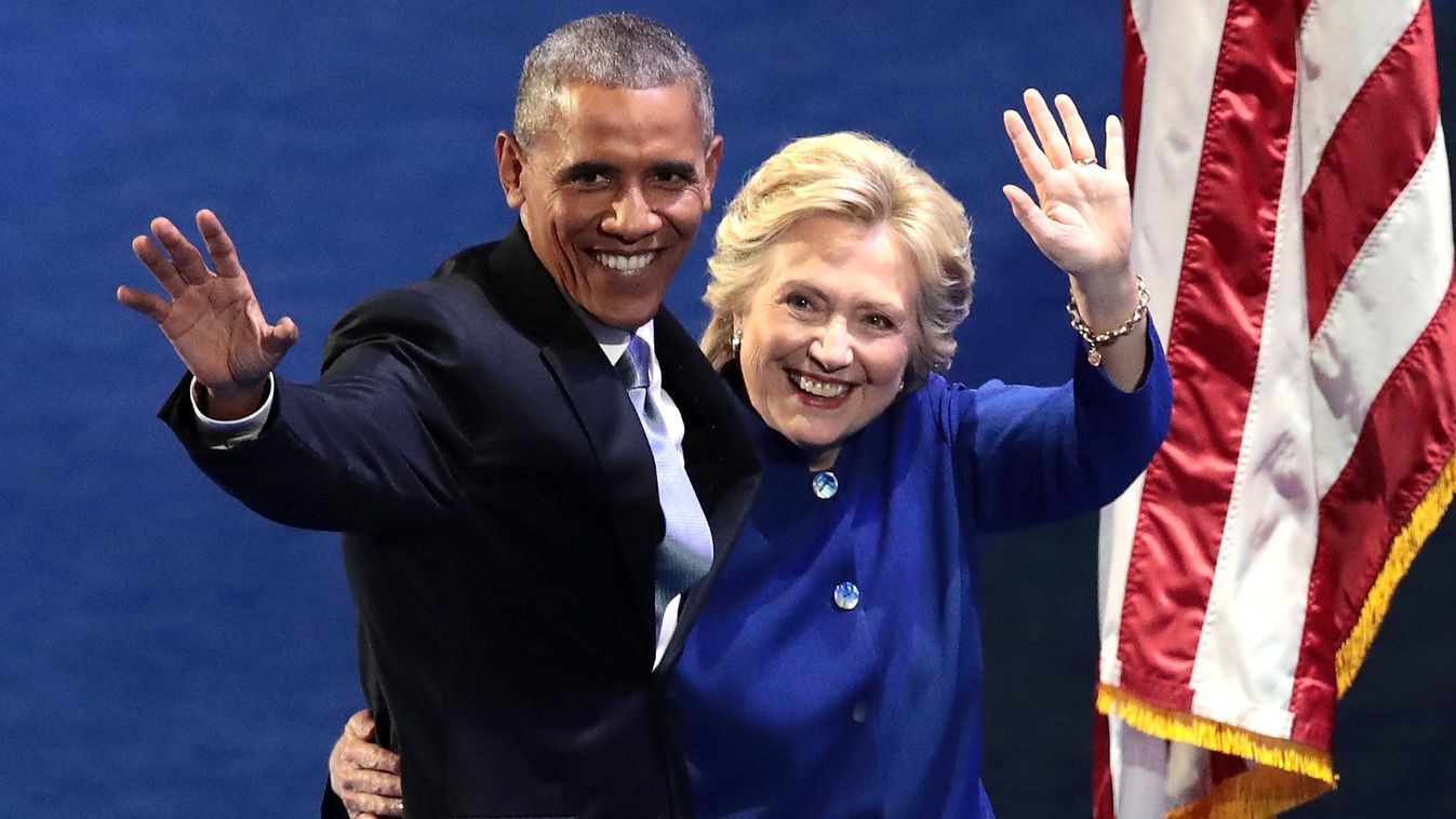 GettyImageRank2 POLITICS ELECTION PHILADELPHIA, PA - JULY 27: US President Barack Obama and Democratic presidential nominee Hillary Clinton acknowledge the crowd on the third day of the Democratic National Convention at the Wells Fargo Center, July 27, 20