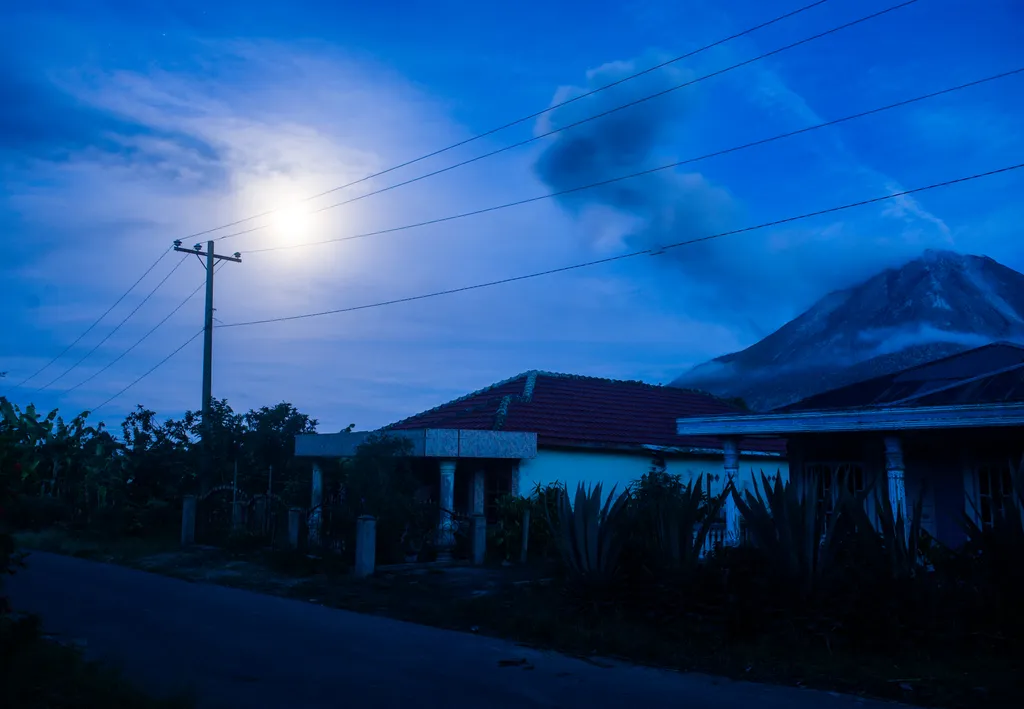 Indonesia Volcano Eruption environmental disaster sky mountains fog view nature volcano eruption ash smoke Horizontal 
