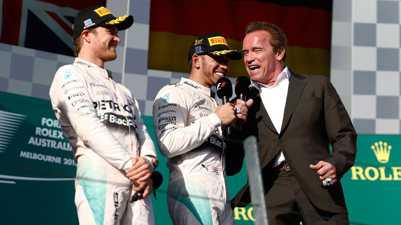 Forma-1, Nico Rosberg, Lewis Hamilton, Arnold Schwarzenegger, Ausztrál Nagydíj 
