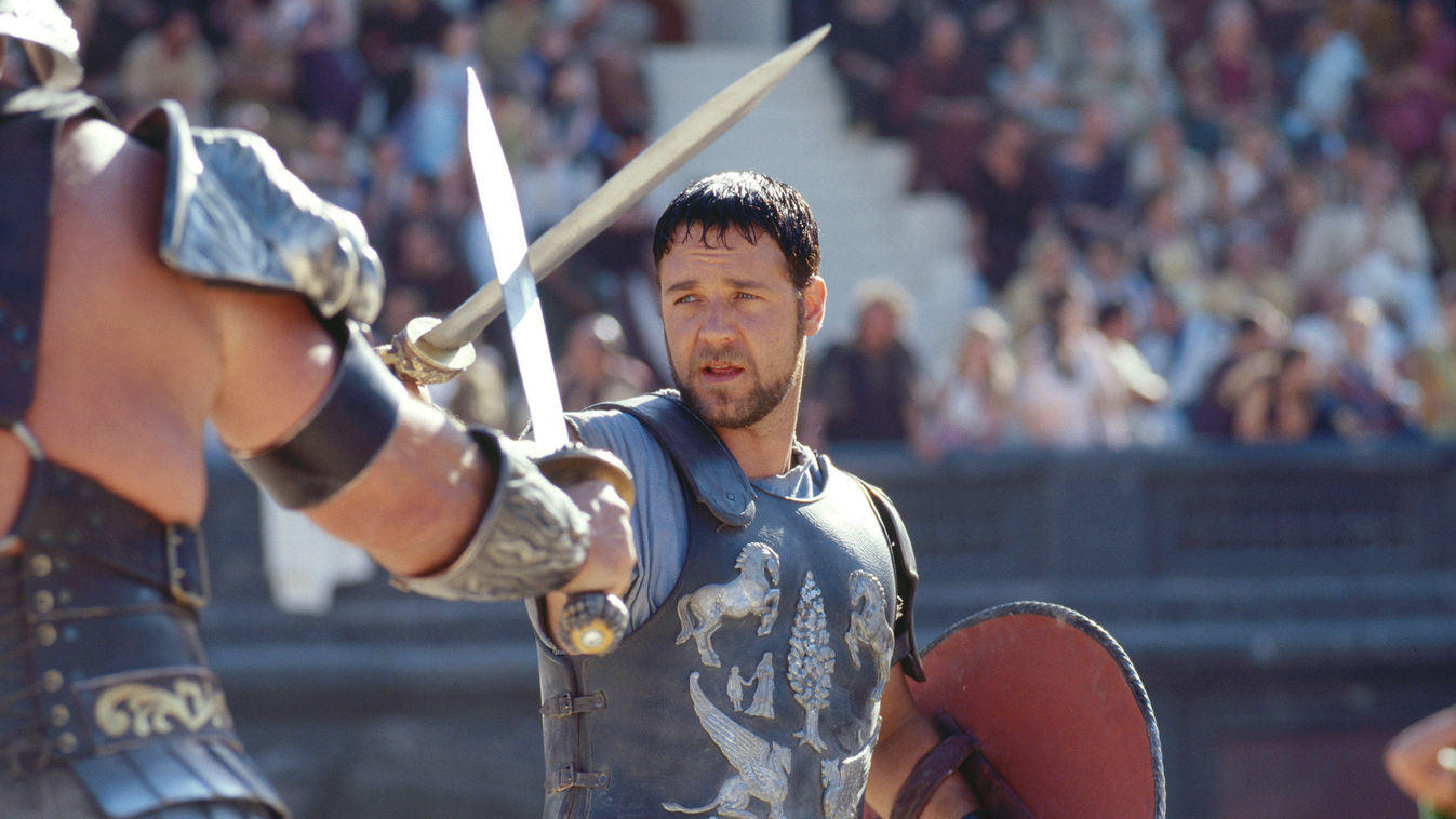 Russell Crowe a Gladiátor című film forgatásán 