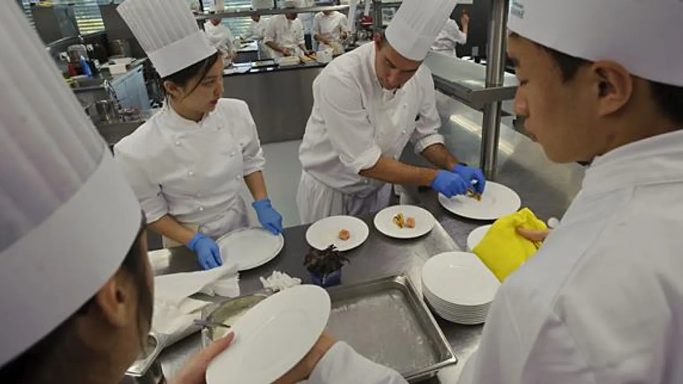 szakácstanuló, séf tanuló, szakács tanulók egy amerika iskolában 