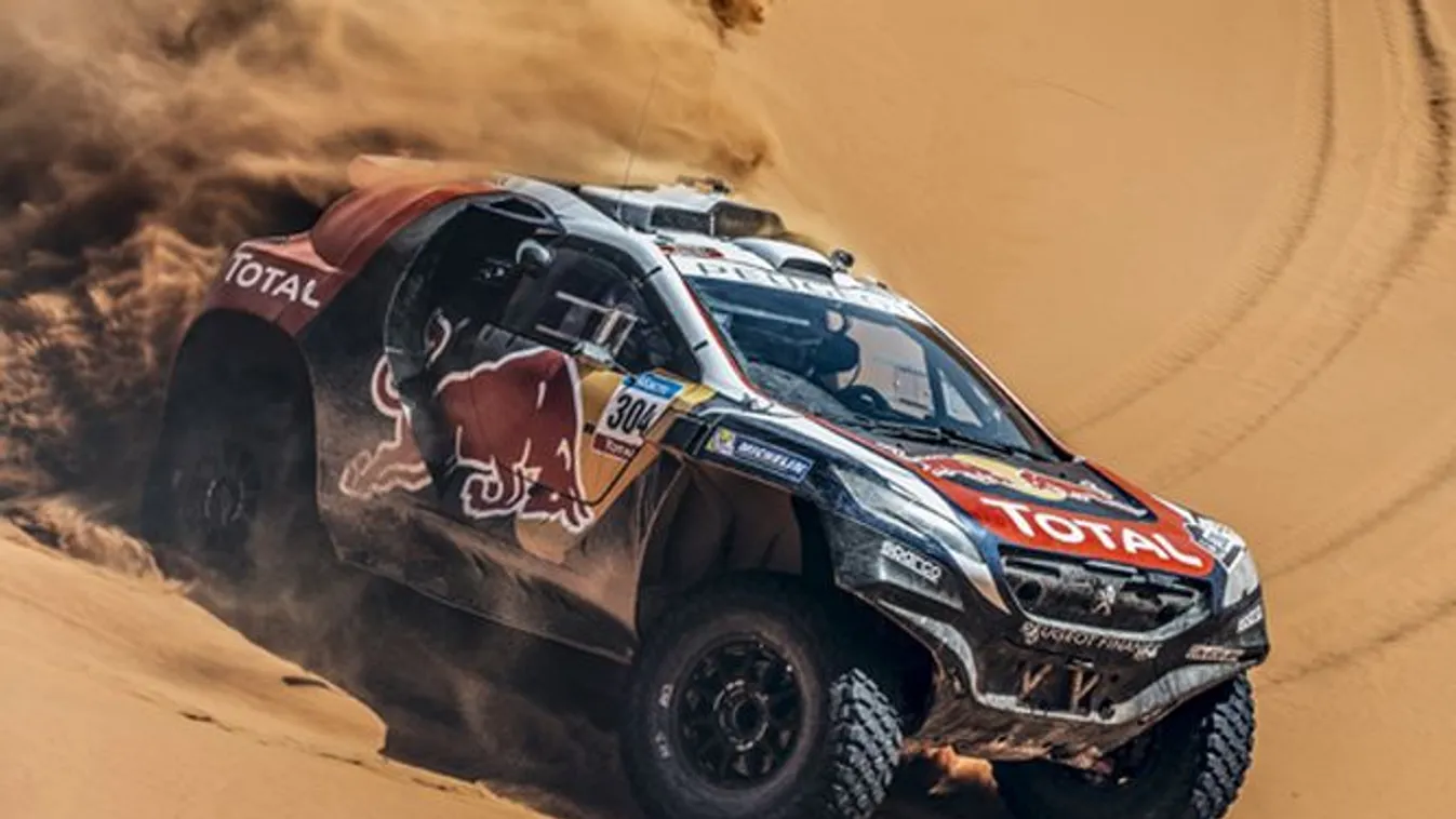 Sebastien Loeb performs during the Peugeot test in Arfoud, Morocco, on June 15th, 2015 