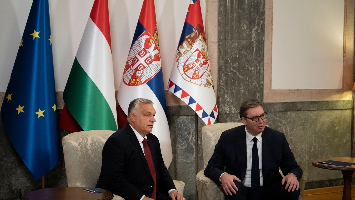 Orbán Viktor Szerbiában ORBÁN Viktor; VUCIC, Aleksandar 