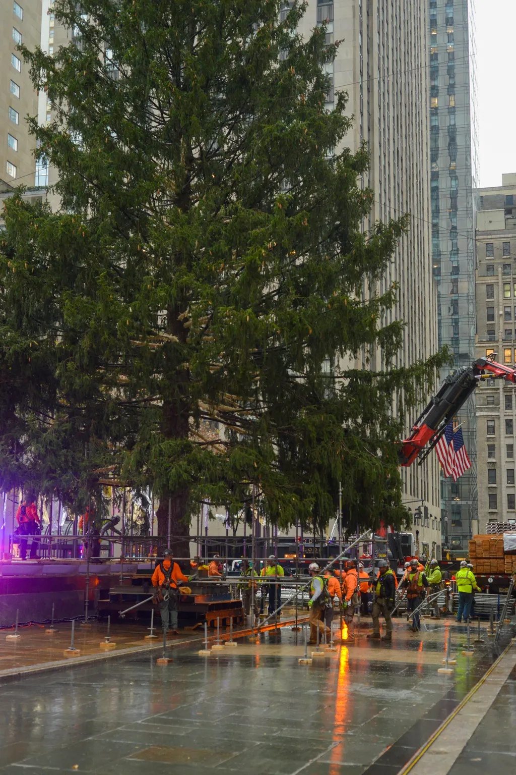 79-foot Christmas Tree Arrives In New York City's Rockefeller Center NurPhoto General news November 13 2021 13th November 2021 Rockefeller Plaza Trees Vertical, Karácsonyfa 