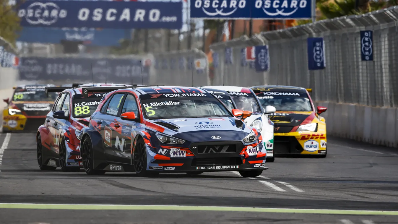 AUTO - WTCR MARRAKECH 2019 AUTO CHAMPIONNAT DU MONDE CIRCUIT COURSE FIA MAROC Motorsport TOURISME april avril wtcr 05 NORBERT MICHELISZ, 5HUNGARY), BRC HYUNDAI N SQUADRA CORSE, HYUNDAI I30 N TCR, action during the 2019 FIA WTCR World Touring Car Race of M