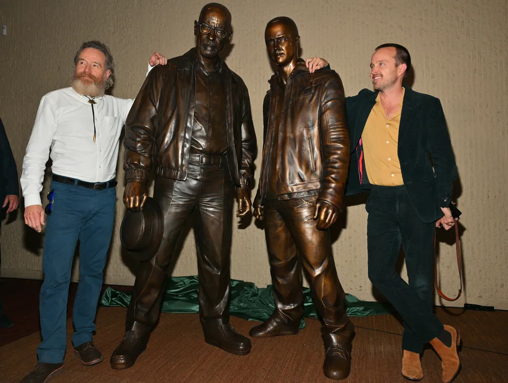 Sony Pictures Television Hosts "Breaking Bad" Statues Unveiling Featuring Bryan Cranston And Aaron Paul GettyImageRank3 Color Image arts culture and entertainment celebrities Horizontal 