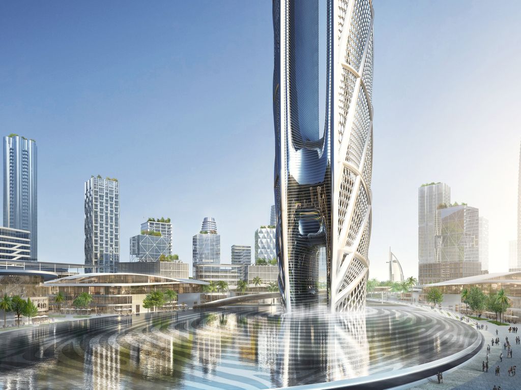 Dubai Holding has released details of the latest skyscraper planned for the UAE metropolis. The Burj Jumeira will soar 550 meters in the air, “inspired by the harmonious ripples of the UAE’s desert sand dunes and its flowing oases. felhőkarcoló 