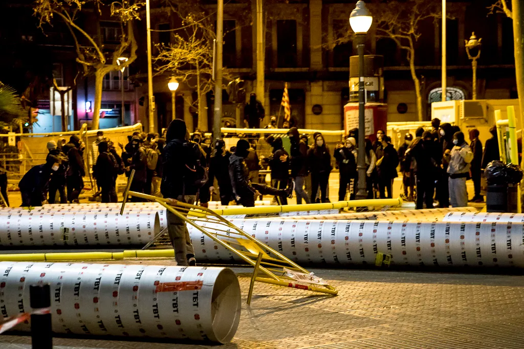 spain Pablo Hasel  2021.02.19.   Third Night Of Riots For Pablo Hasel Imprisonment Clashes News Social Issue Protest DEMONSTRATION Demonstrating Riots Barcelona Riots VIOLENCE Pablo Hasel 
