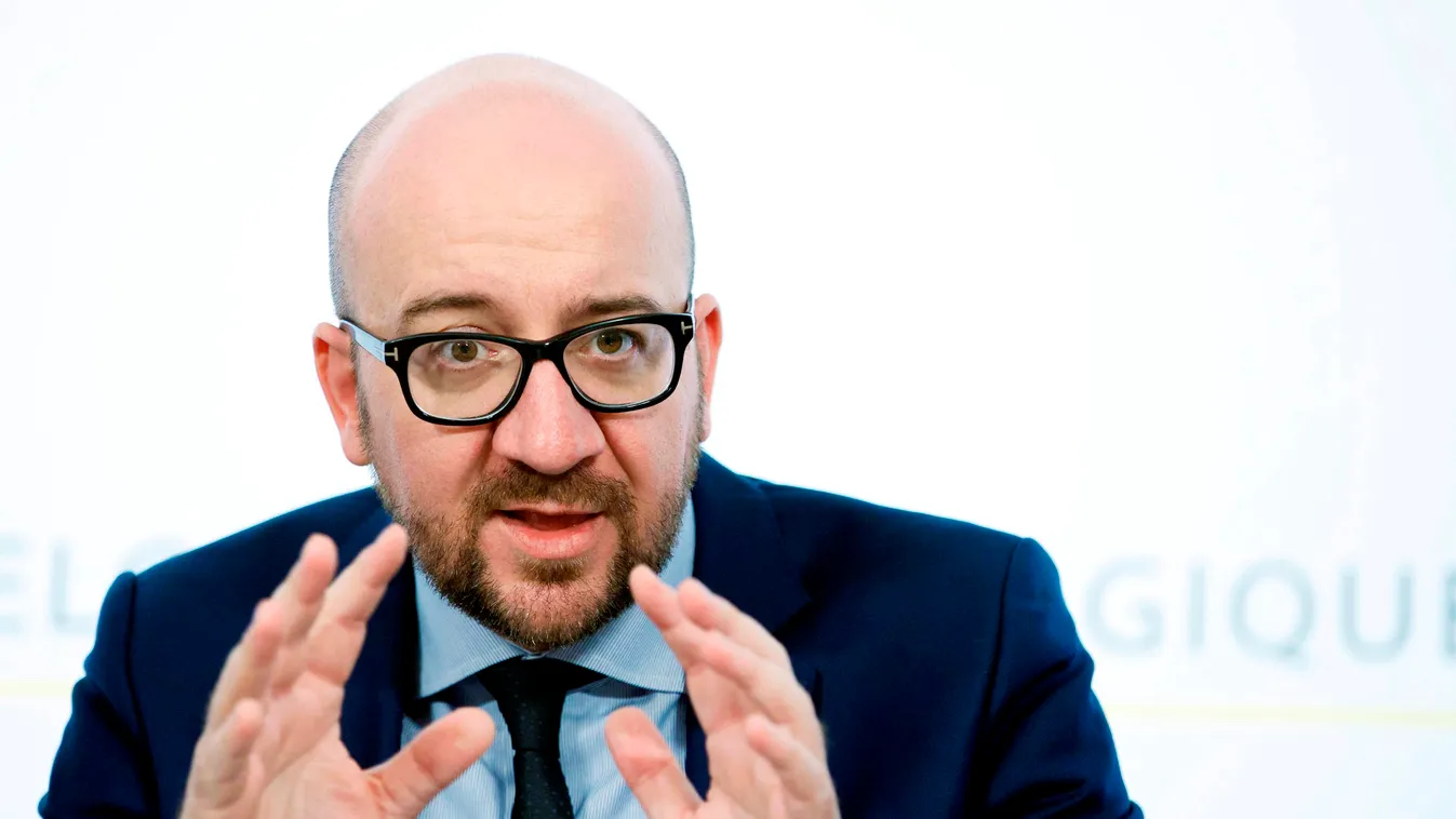 BELGAPOLITICS BELGIUM POLITICS MINISTERRAAD CONSEIL DES MINISTRE Belgian Prime Minister Charles Michel gives a press conference after a Minister's council meeting of the federal government in Brussels on February 27, 2015.  AFP PHOTO / BELGA PHOTO / NICOL
