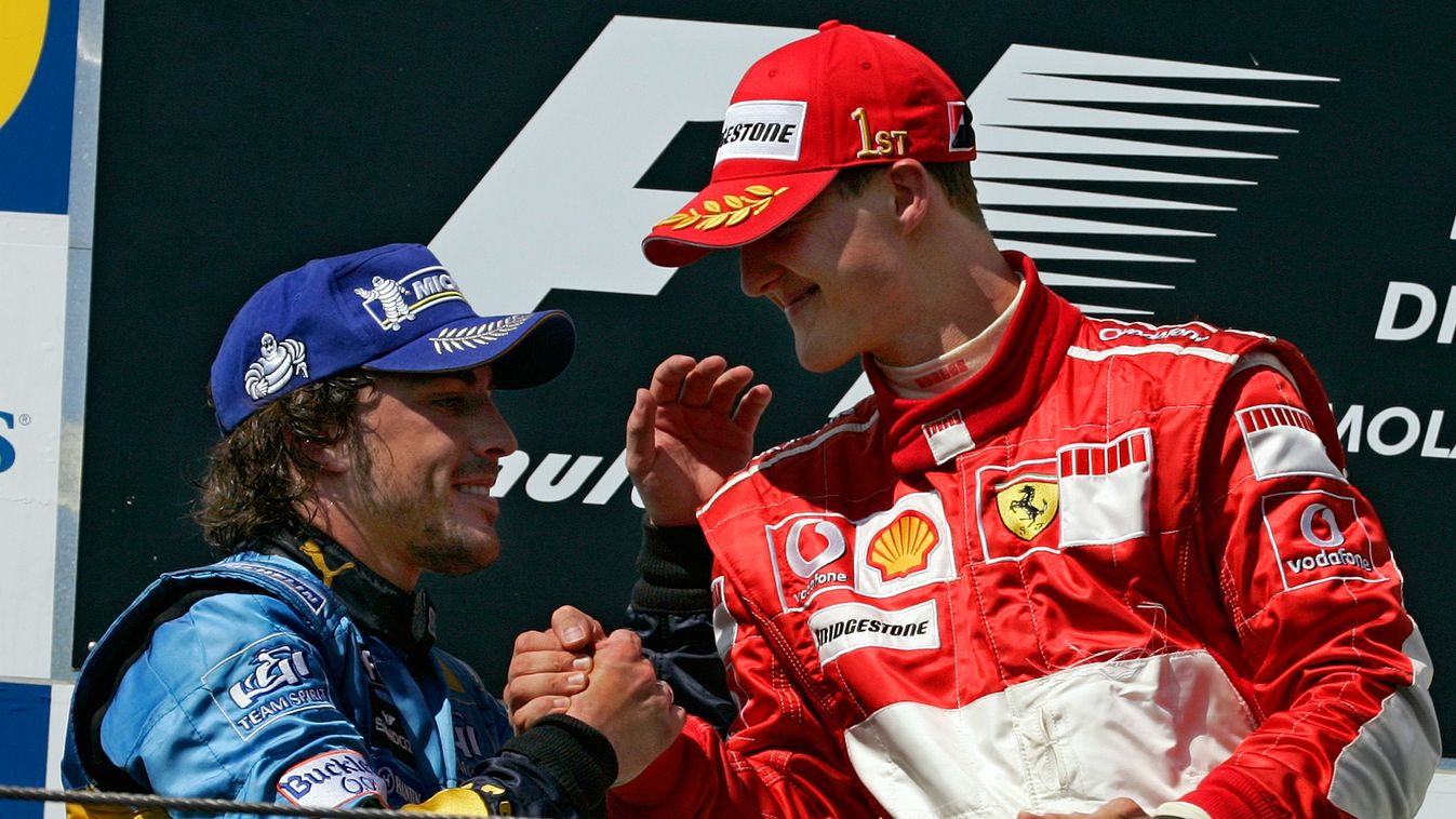Formula One San Marino - Alonso congratulates Schumacher Motor_Racing SPO Sports F1 formula_1 GESTURE group HANDSHAKE male HORIZONTAL 