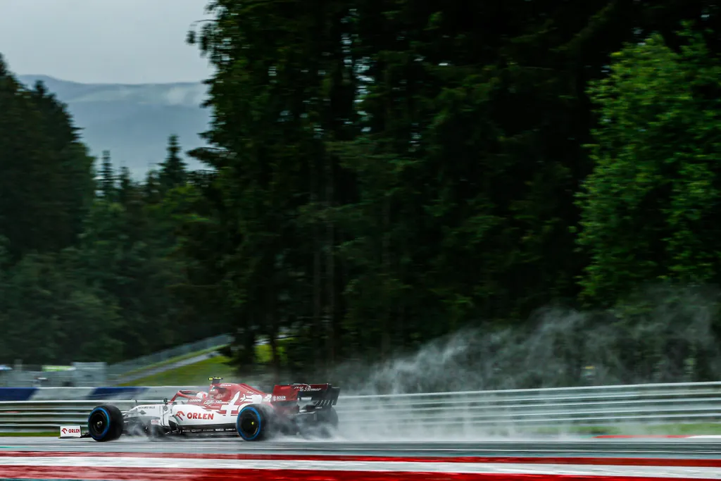 Forma-1, Antonio Giovinazzi, Alfa Romeo Racing, Stájer Nagydíj, eső 