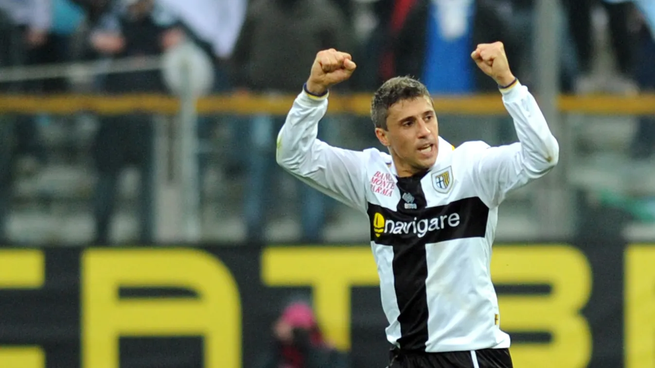 - HORIZONTAL Parma's Argentinian forward Hernan Jorge Crespo celebrates after scoring during the Serie A football match between Parma and Lazio at Tardini stadium in Parma, on November 21, 2010. AFP PHOTO / GIUSEPPE CACACE 