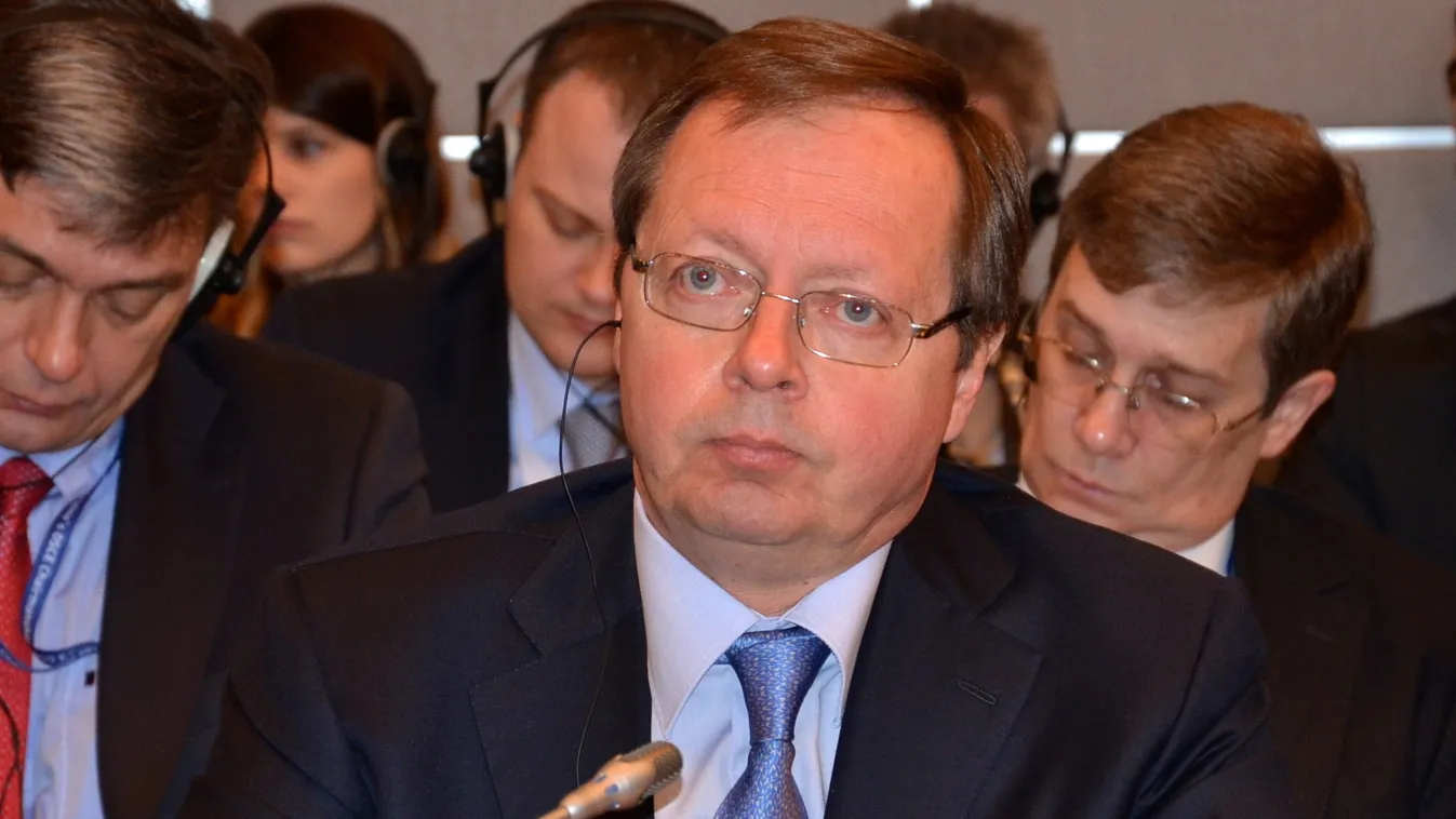 Ambassador Tim Guldimann Personal Envoy of Chairperson-in-Office for Ukraine of the Organ MEETING Vienna Austria OSCE HORIZONTAL VIENNA, AUSTRIA - MARCH 3: Andrey Kelin, Permanent Representative of the Russian Federation to the Permanent Council of the Or