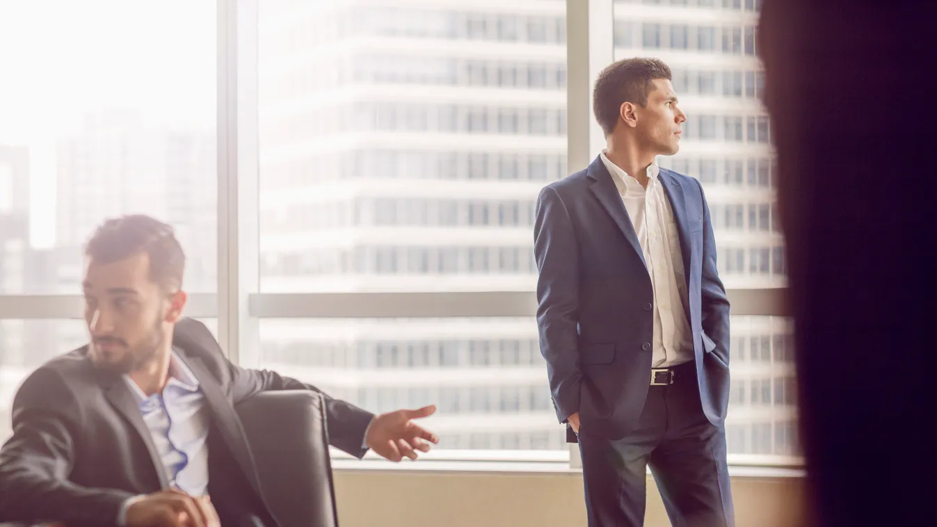 Businessmen meeting in office Focus On Background Legal System Full Suit New Business Businessman Mid Adult Men Men Two People City Life Monochrome Forecasting Inspiration Attitude Blazer - Jacket Lens Flare Dusk Arguing Resting Thinking Mischief The Way 