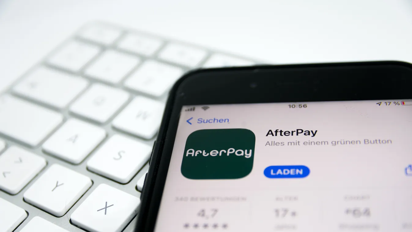 online vásárlás, Afterpay Buy Now, Pay later, Stuttgart,Afterpay Germany,-,March,2021:,Afterpay,Limited,Is,An,Australian,Financial smartphone,buy,afterpay,sign,screen,illustrative,bank,paying,log 