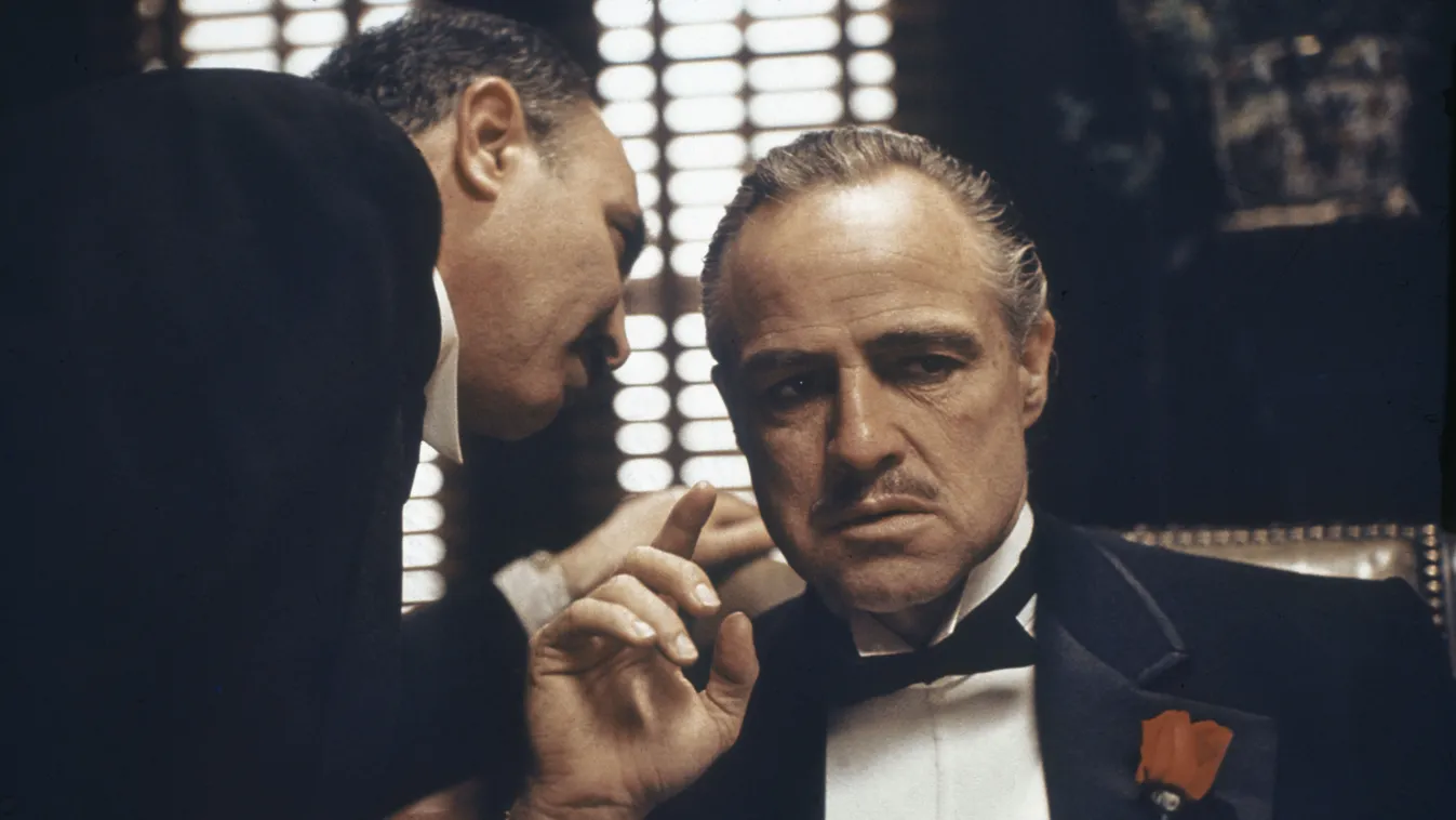 Godfather, The (1972) MAFIA whispering gangsters scene still SQUARE FORMAT 