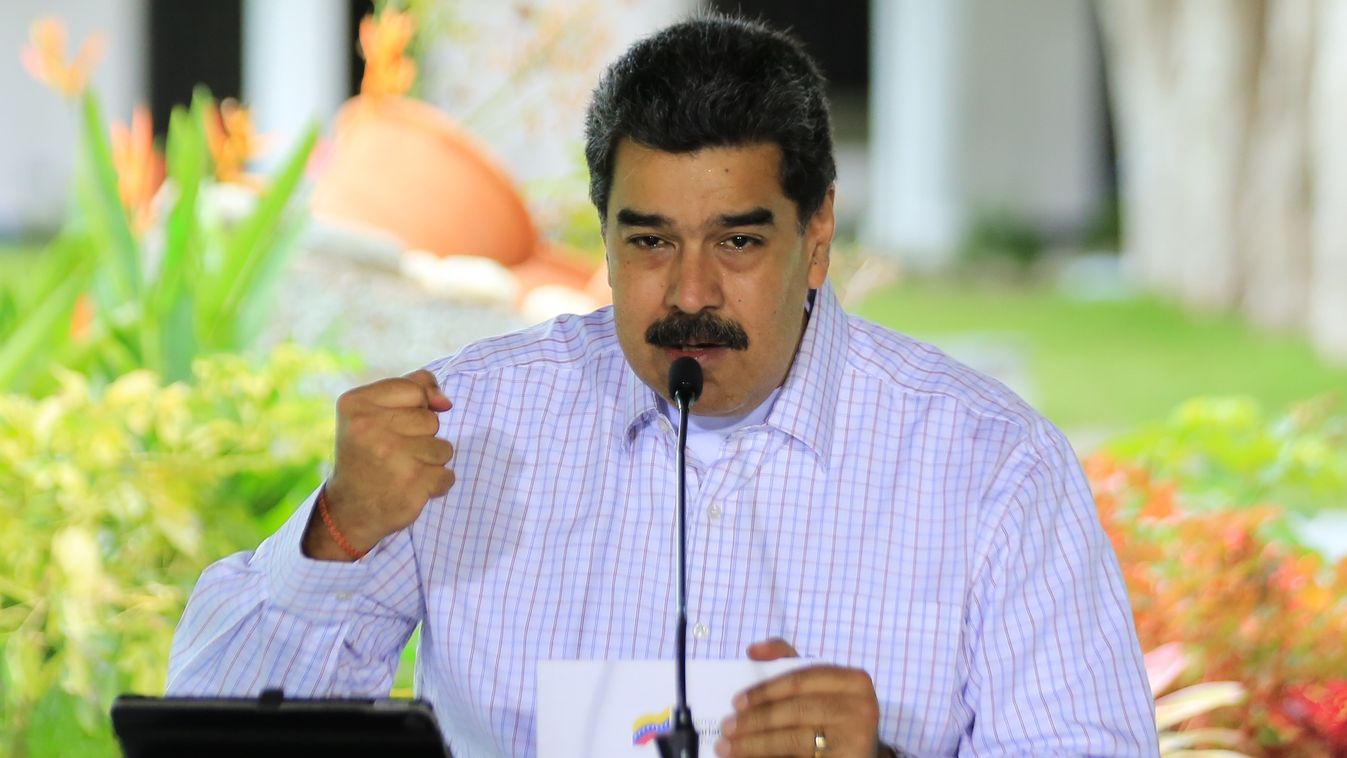 politics Horizontal Handout picture released by the Venezuelan Presidency showing Venezuela's President Nicolas Maduro speaking during a televised message, at Miraflores Presidential Palace in Caracas on September 2, 2020. - The Venezuelan government of P