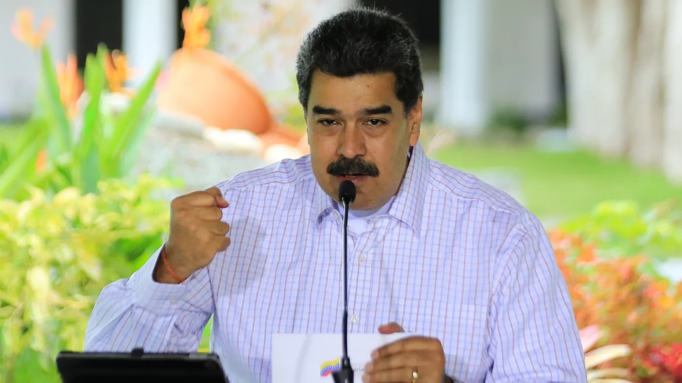 politics Horizontal Handout picture released by the Venezuelan Presidency showing Venezuela's President Nicolas Maduro speaking during a televised message, at Miraflores Presidential Palace in Caracas on September 2, 2020. - The Venezuelan government of P