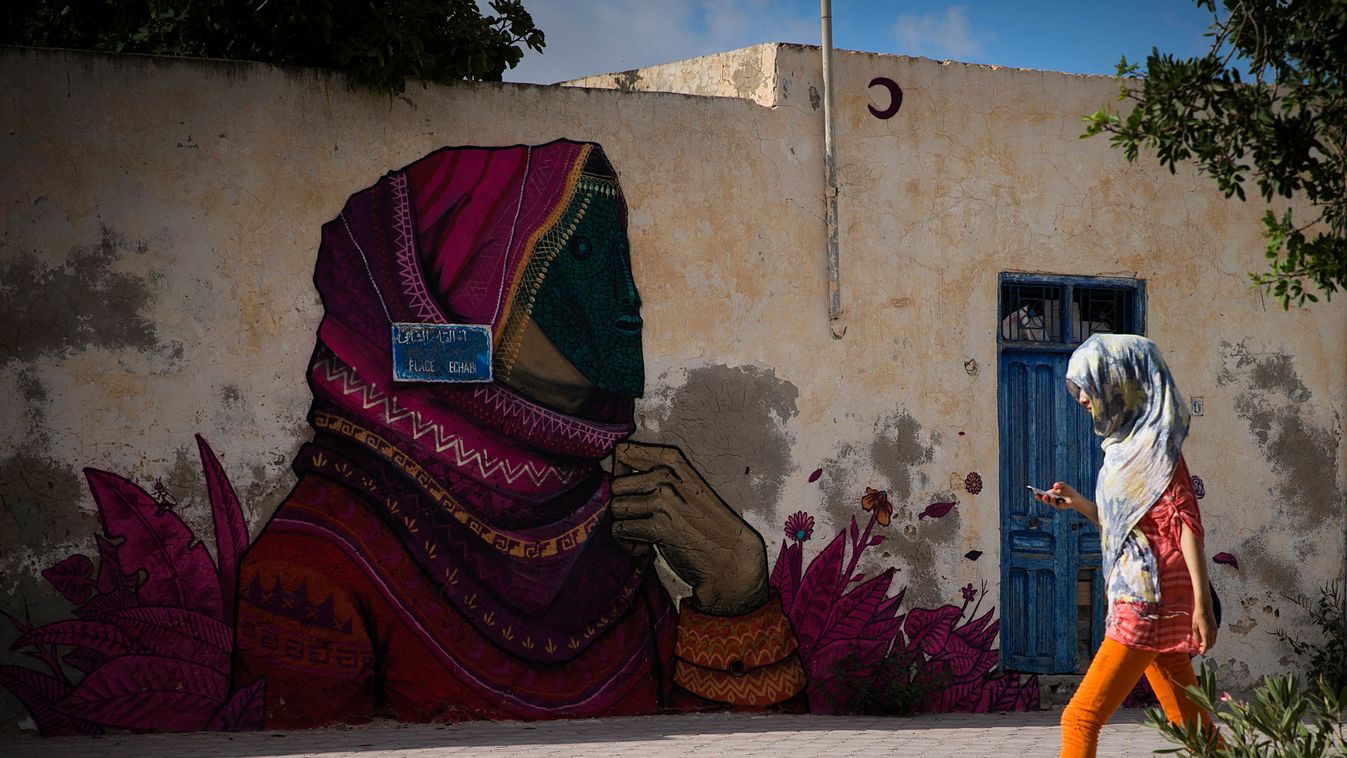 Erridah városa, erridah, kültéri galéria, múzeum, utcai fotók, graffiti, tunézia 