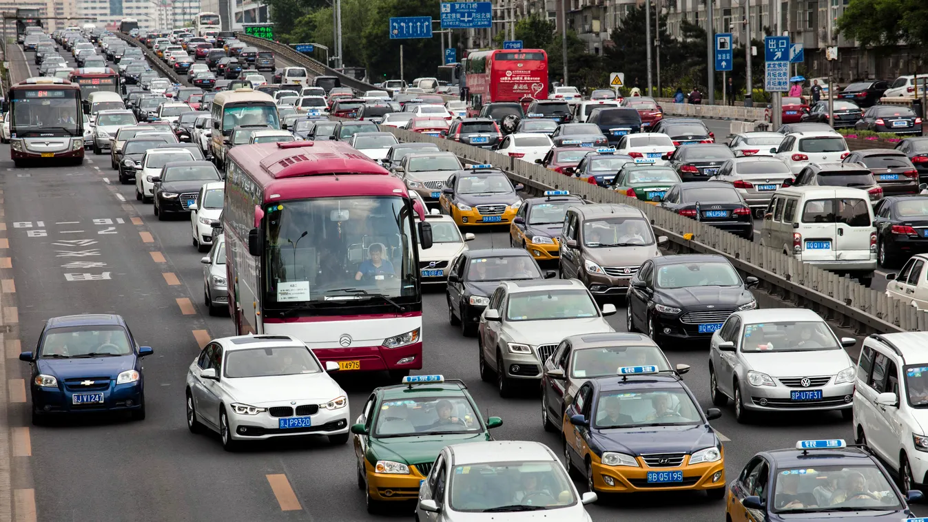 Proposed traffic congestion charge in Beijing being debated China Chinese Beijing traffic jam congestion gridlock SQUARE FORMAT 