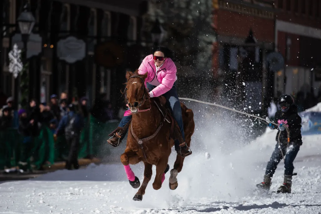 Síjöring, sí, rodeó, Leadville, Colorado, USA, 