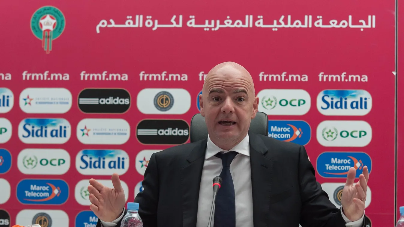 FIFA President Gianni Infantino in Morocco PRESS CONFERENCE Morocco Gianni Infantino FIFA President Marrkesh 