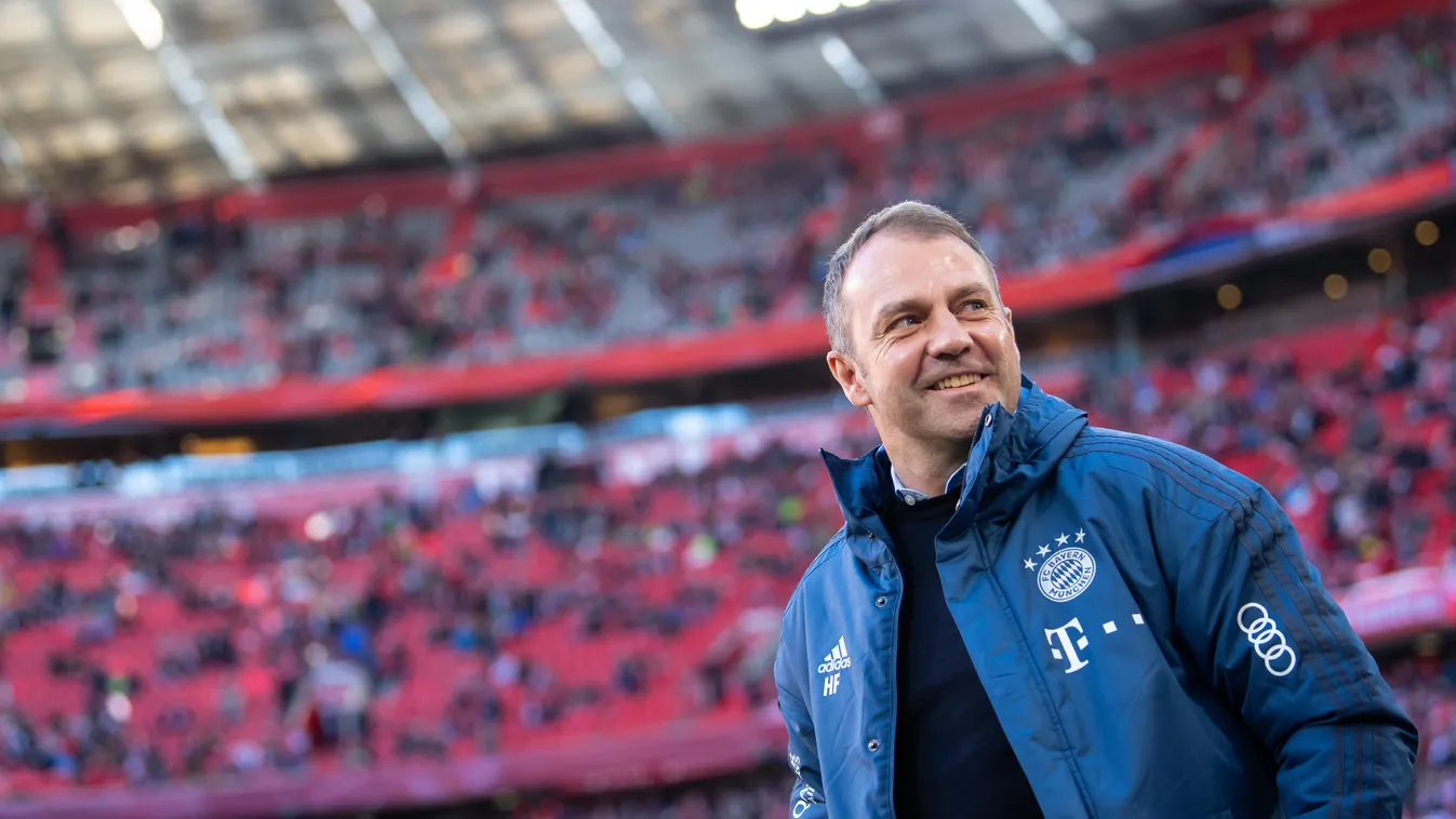 Bavaria Munich - FC Augsburg Sports soccer Bundesliga Single Disappointed laugh smile Hansi Flick (FC Bayern München) 