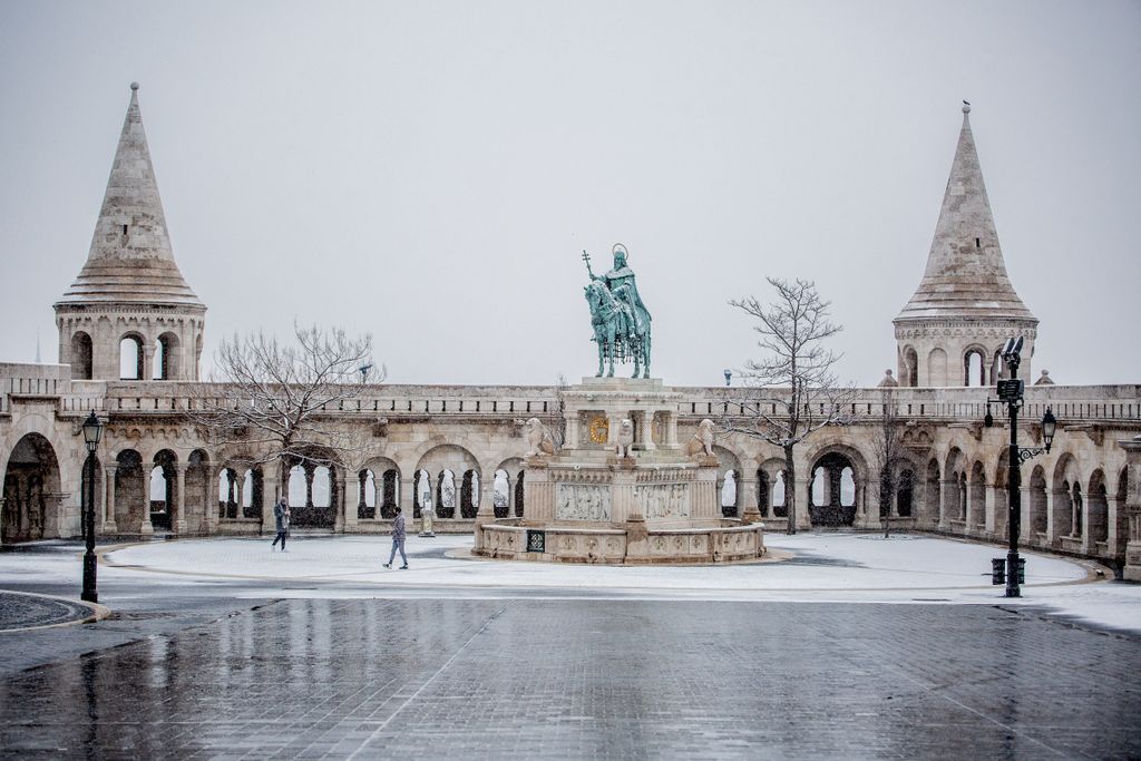 havazás, hó, Budapest, időjárás, tél, város, Halászbástya 