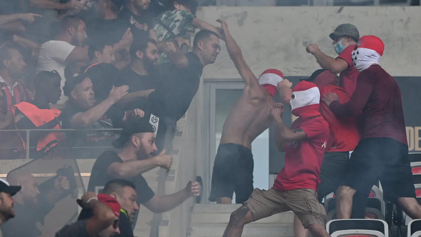fbl Horizontal FOOTBALL SPORTS FAN STAND VIOLENCE IN SPORT UEFA EUROPA CONFERENCE LEAGUE SHUFFLE 