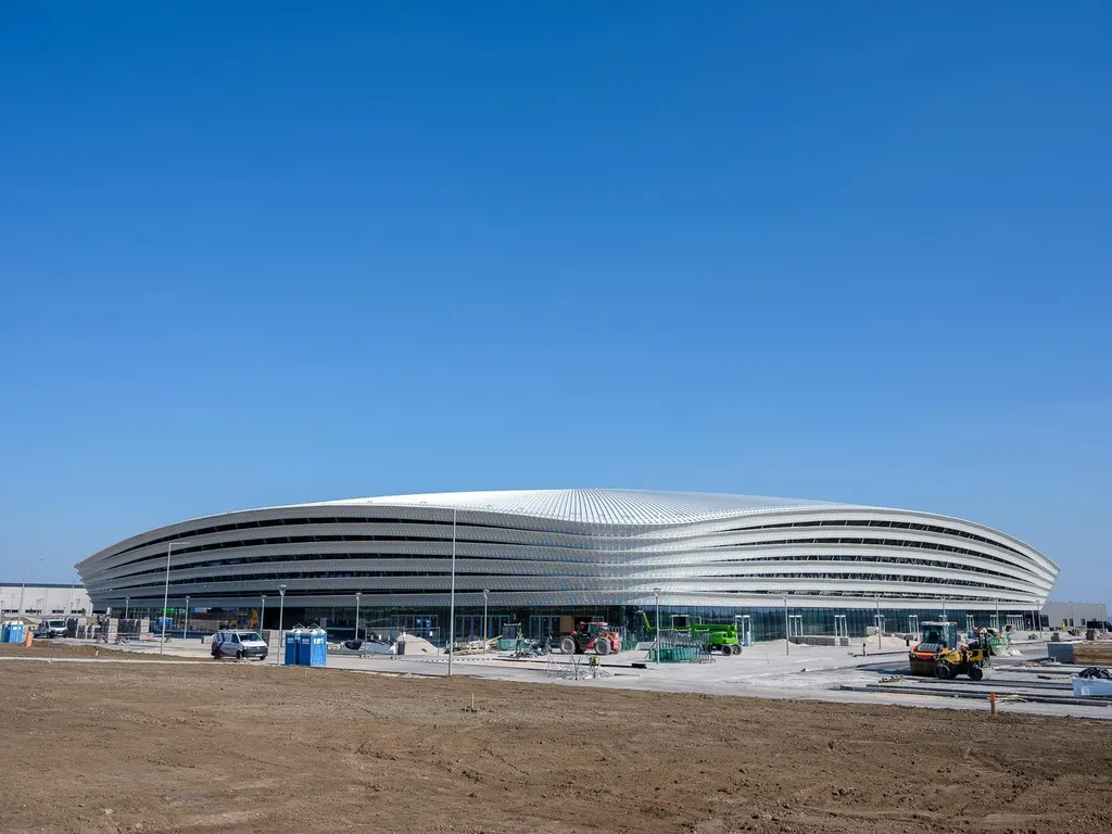 Ütemterv szerint halad az Alba Aréna építése, Székesfehérvár, 2023 szeptember 